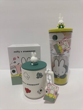 Miffy x Starbucks Green & Yellow Kids Tumbler and Mug Set NWT